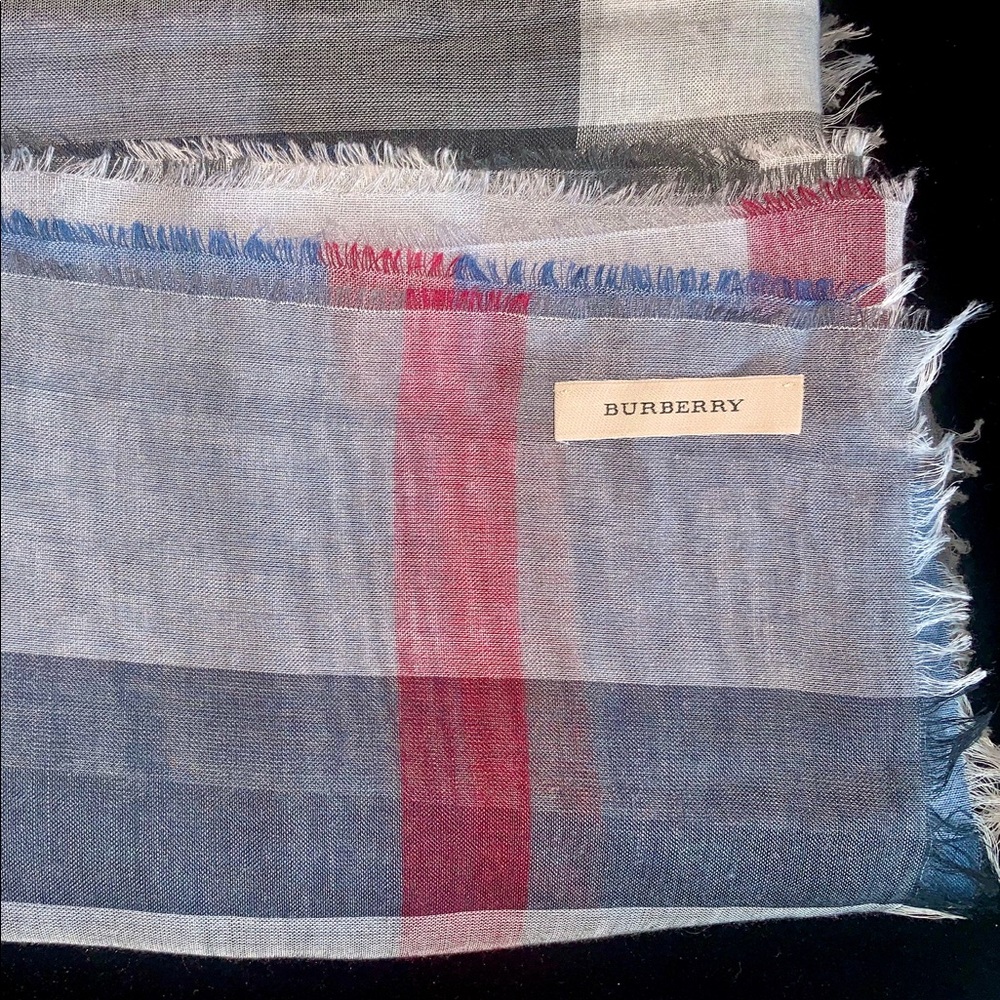 Burberry blue check lightweight scarf
